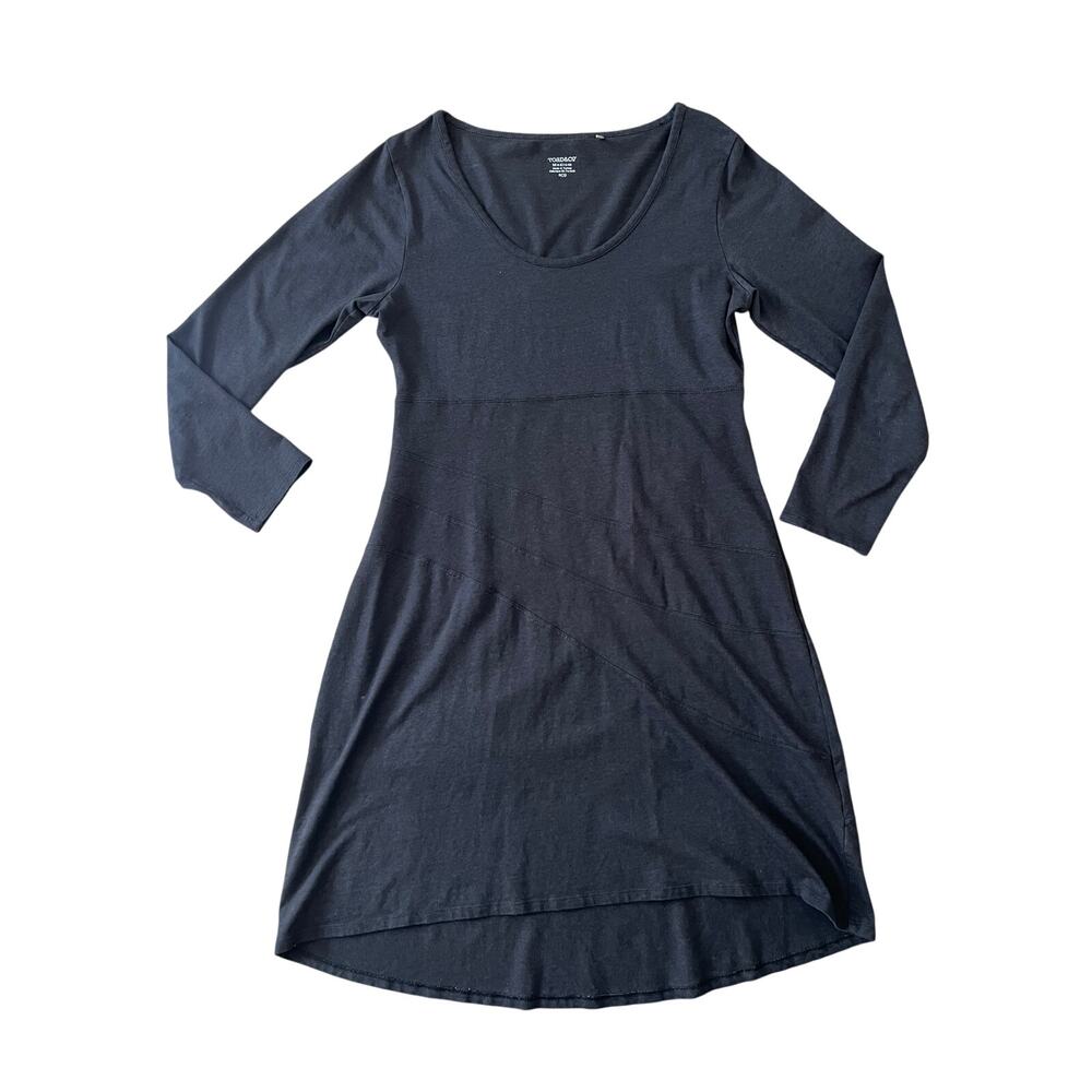 Toad&Co Medium Organic Dress Black Scoop Neck High-Lo Women's Organic Wicking